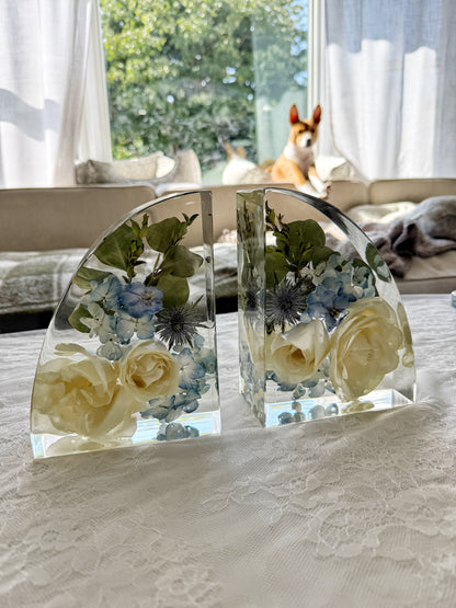 7" Bookends Floral Preservation Keepsake