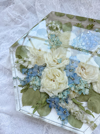 12" Hexagon Floral Preservation Keepsake