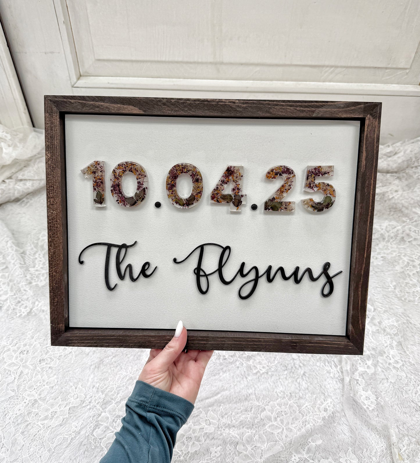 Floral Date Sign Floral Preservation Keepsake - Add On Item