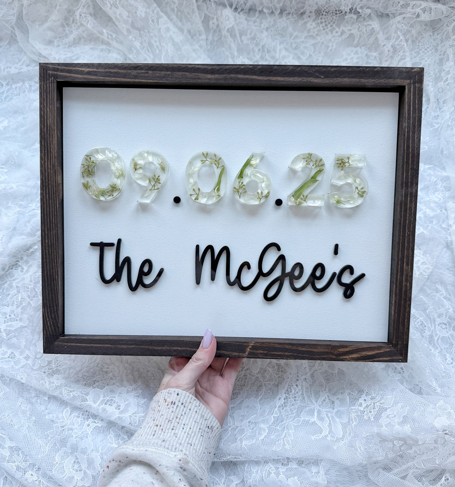 Floral Date Sign Floral Preservation Keepsake - Add On Item