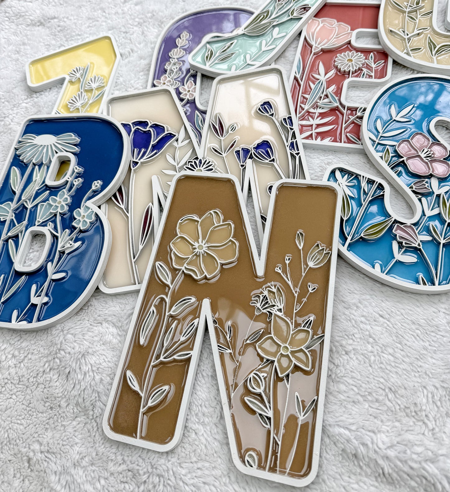 Custom Floral Resin Letter – Botanical Initial Art