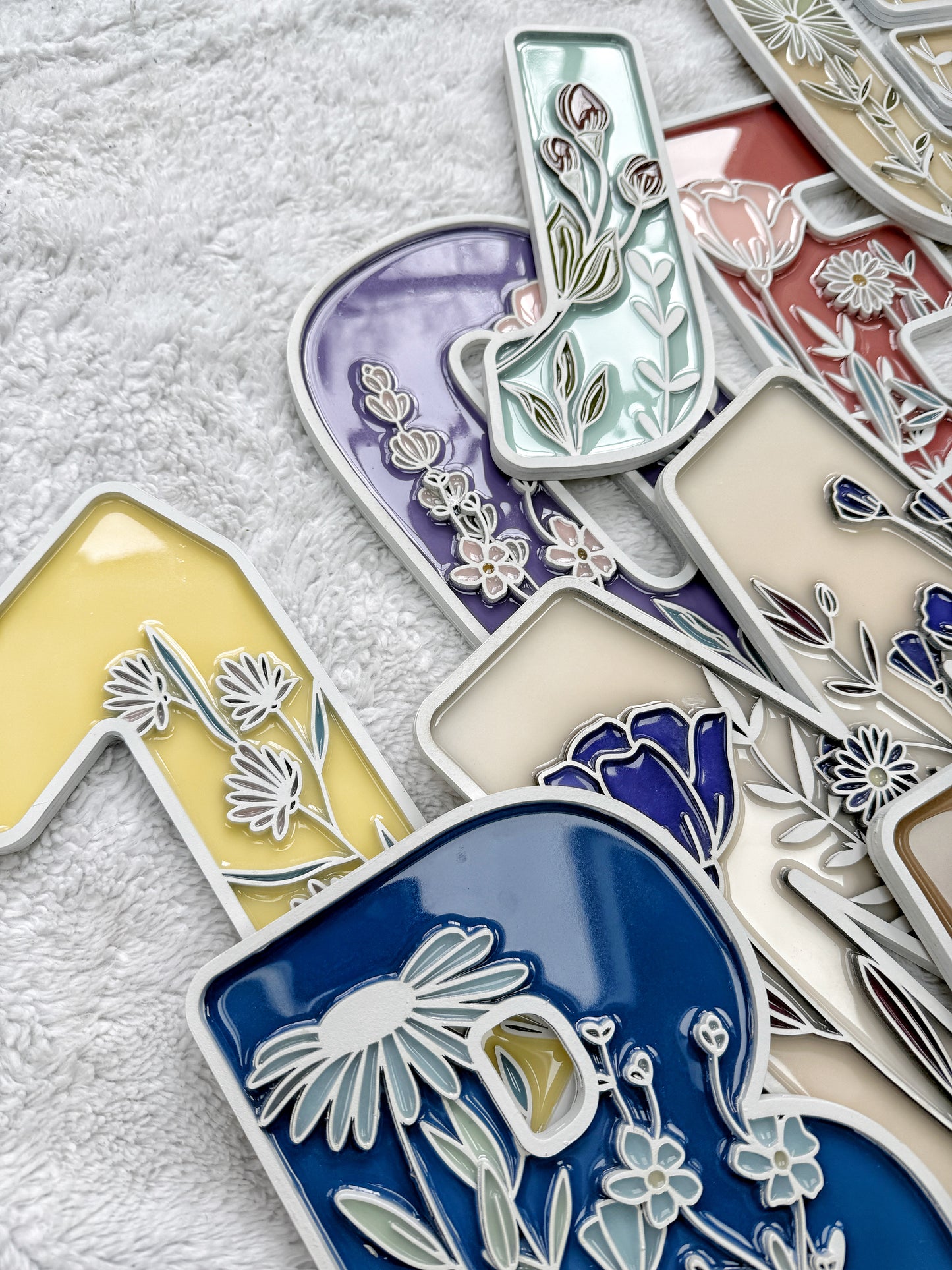 Custom Floral Resin Letter – Botanical Initial Art