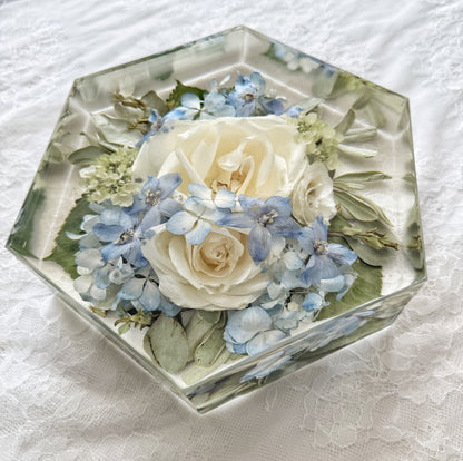 8" Hexagon Floral Preservation Keepsake