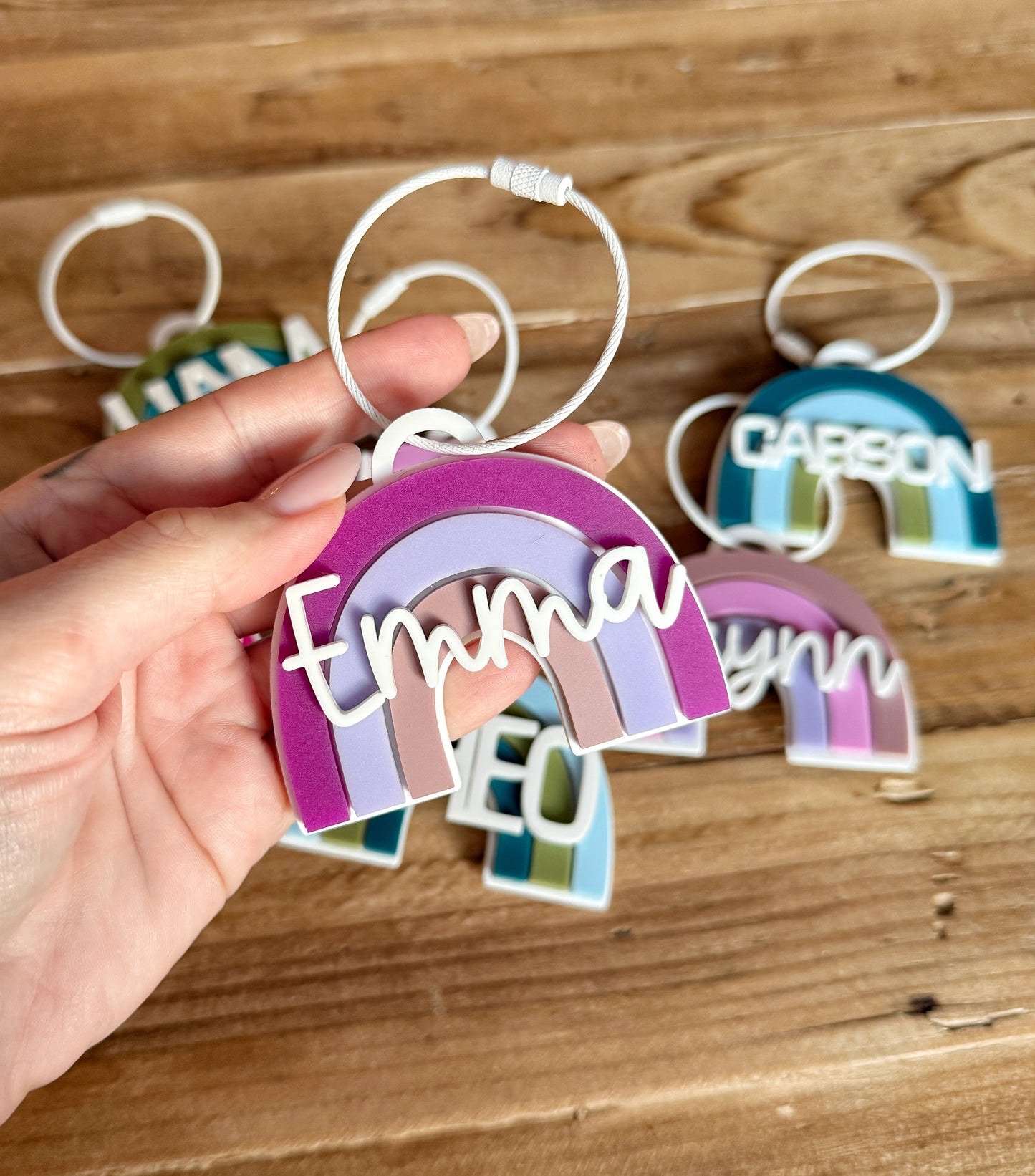Custom Name Rainbow Keychain | Personalized Acrylic Tag