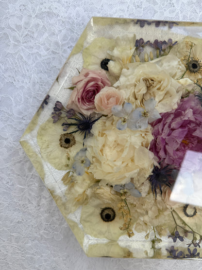 10" Hexagon Floral Preservation Keepsake