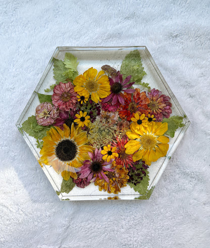 12" Hexagon Floral Preservation Keepsake