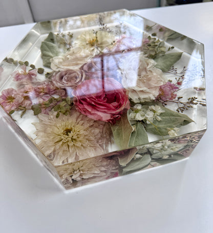 11" Hexagon Floral Preservation Keepsake