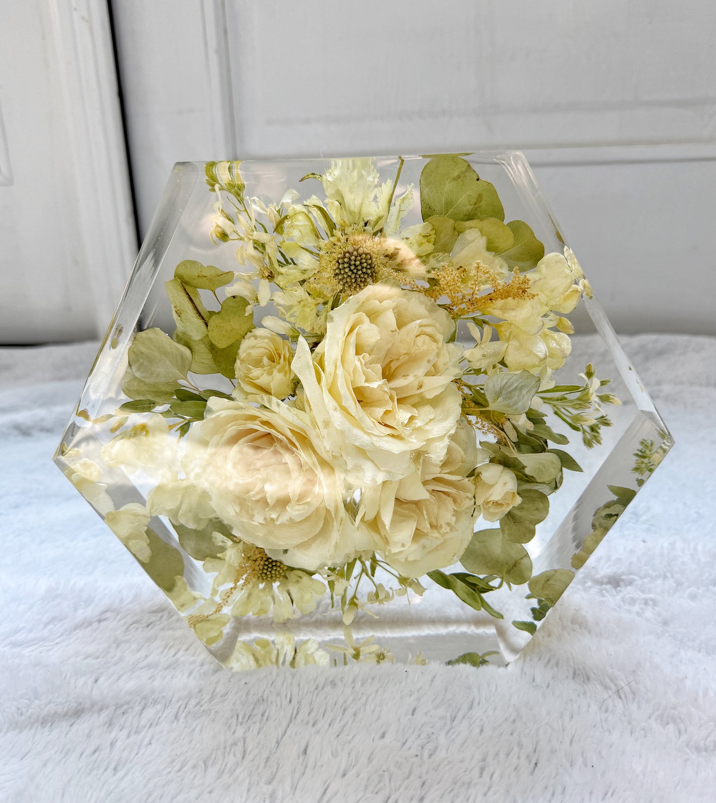 8" Hexagon Floral Preservation Keepsake