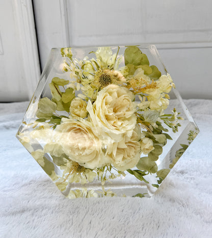 8" Hexagon Floral Preservation Keepsake
