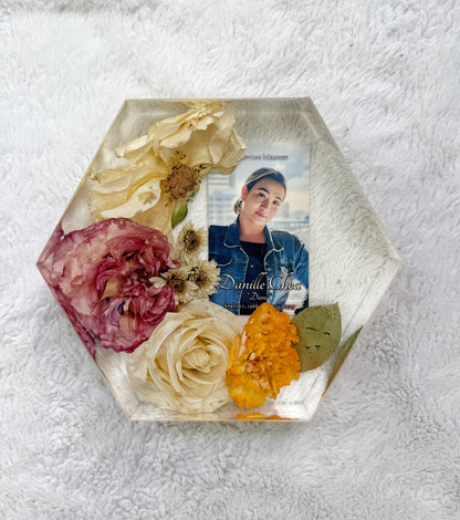 7" Hexagon Floral Preservation Keepsake