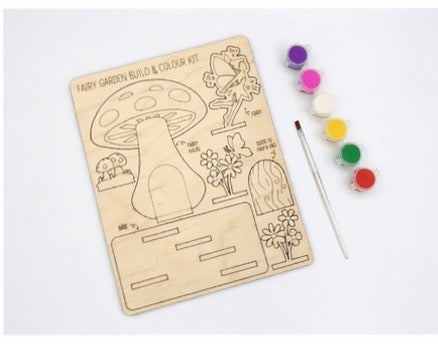 DIY Wooden Build & Paint Kit | Kids Craft Kit | Fairy Garden, Ocean & Space Themes | Laser Cut Coloring Activity | Gift for Kids
