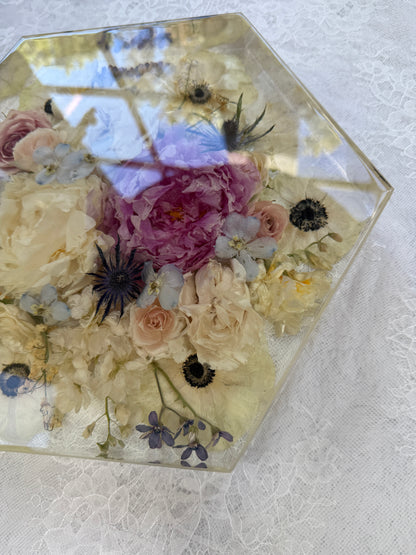 10" Hexagon Floral Preservation Keepsake
