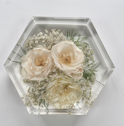9" Hexagon Floral Preservation Keepsake