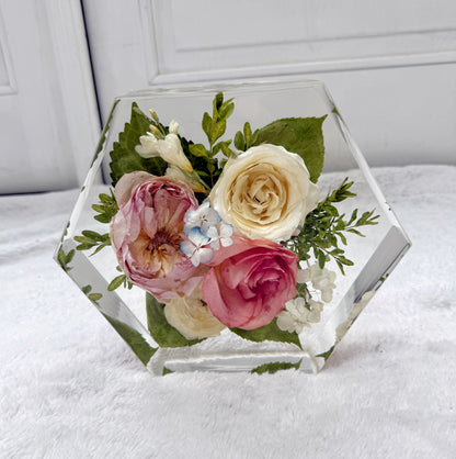 8" Hexagon Floral Preservation Keepsake