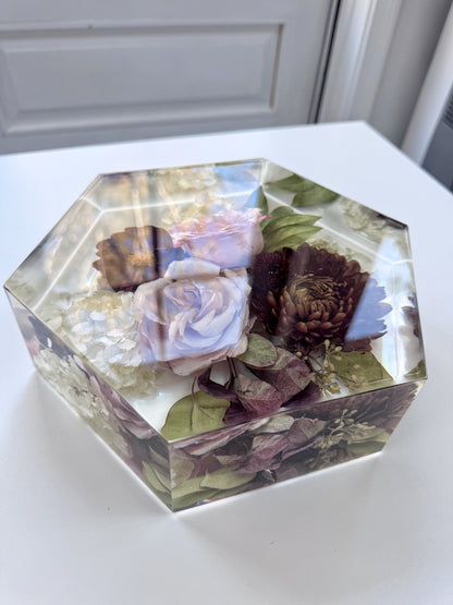 8" Hexagon Floral Preservation Keepsake
