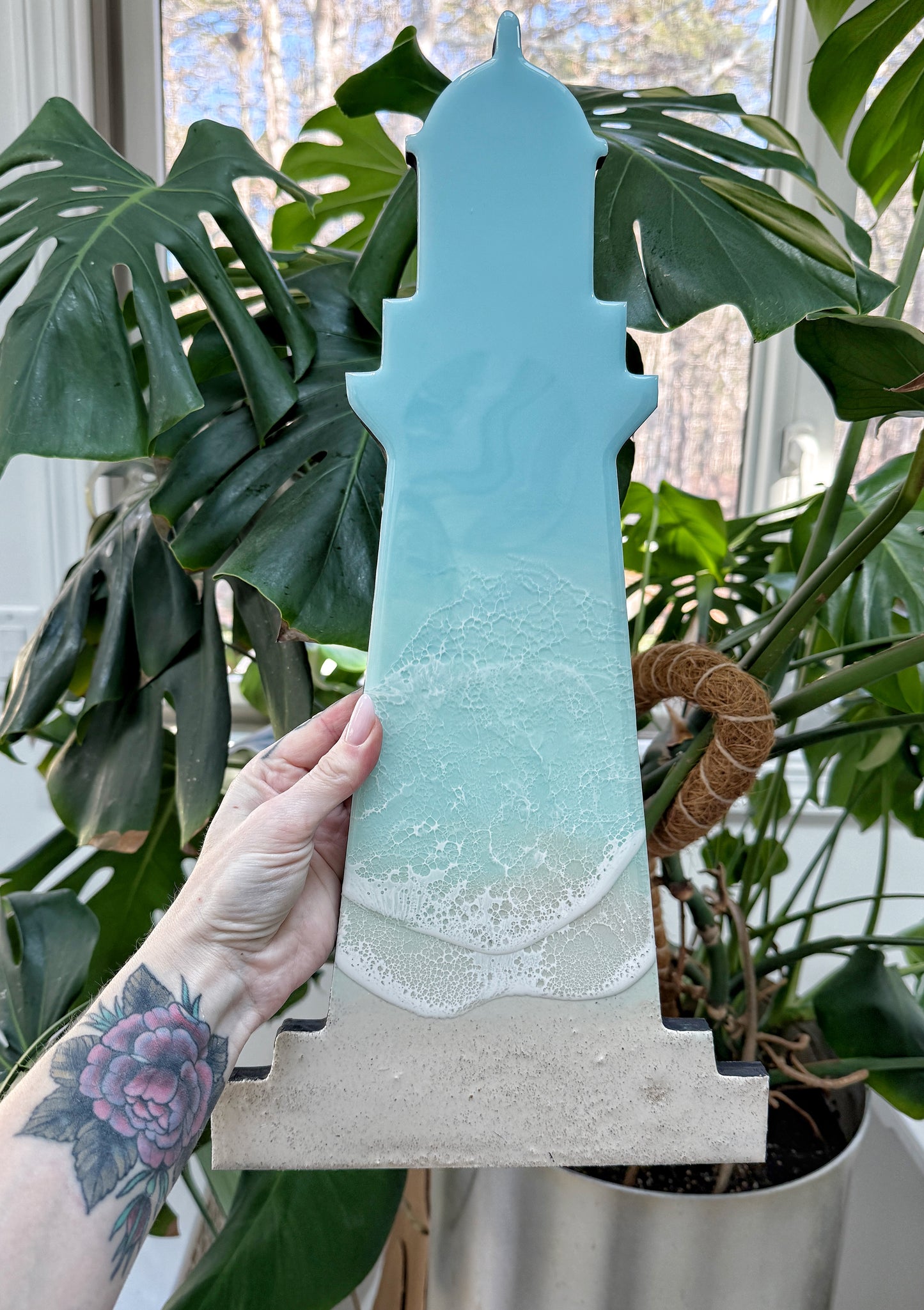 Coastal Lighthouse Wall Art | Ocean Wave Resin Decor