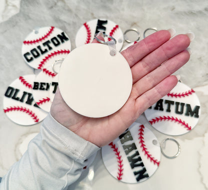 Custom Name Keychain | Personalized Acrylic Tag - Baseball