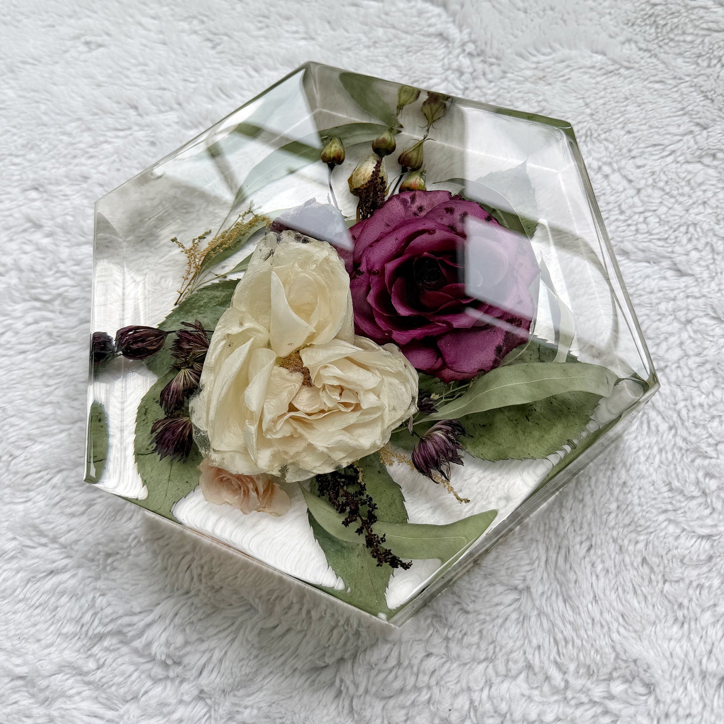 8" Hexagon Floral Preservation Keepsake