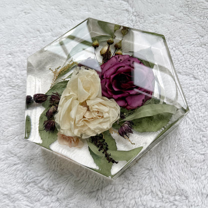 8" Hexagon Floral Preservation Keepsake