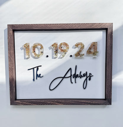 Floral Date Sign Floral Preservation Keepsake - Add On Item