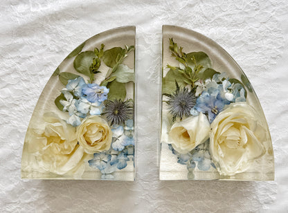 7" Bookends Floral Preservation Keepsake