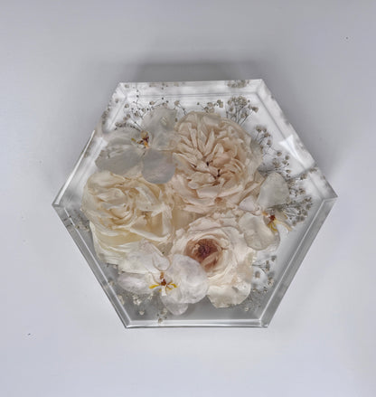 8" Hexagon Floral Preservation Keepsake