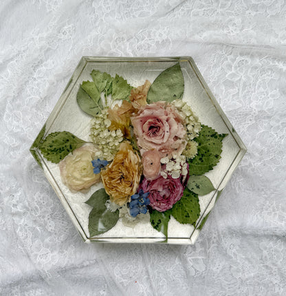 10" Hexagon Floral Preservation Keepsake