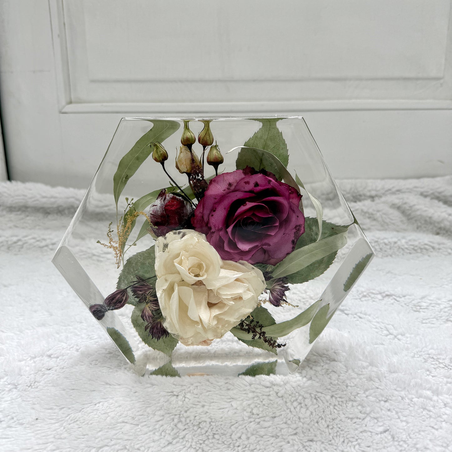 8" Hexagon Floral Preservation Keepsake