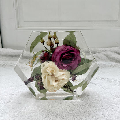 8" Hexagon Floral Preservation Keepsake