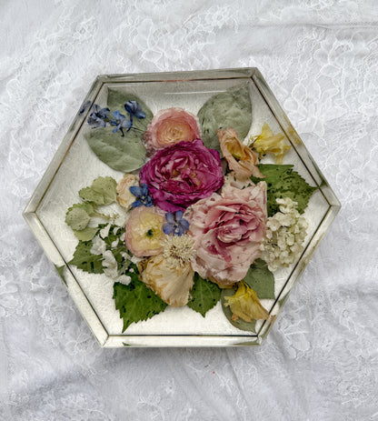 10" Hexagon Floral Preservation Keepsake