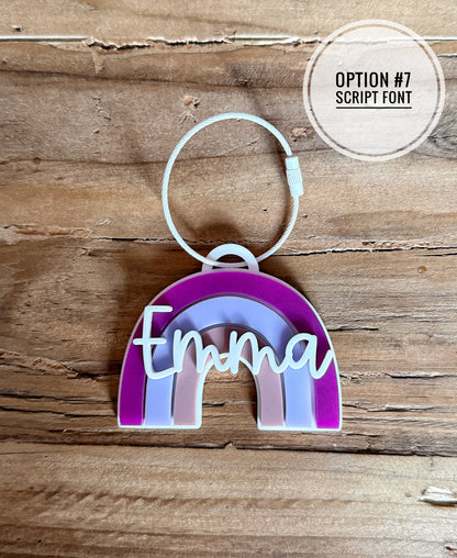 Custom Name Rainbow Keychain | Personalized Acrylic Tag