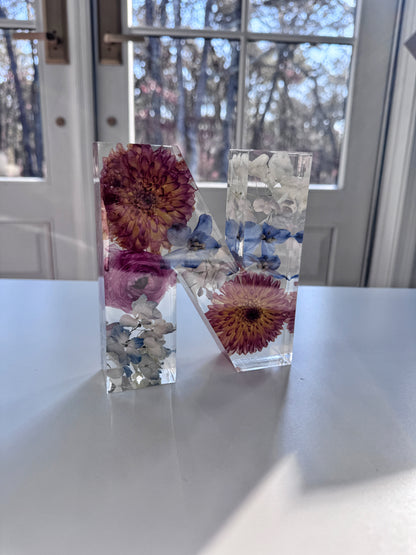 Letter Blocks Floral Preservation Keepsake - Add On Item