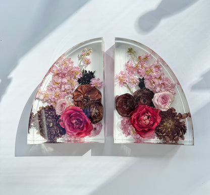 9" Bookends Floral Preservation Keepsake