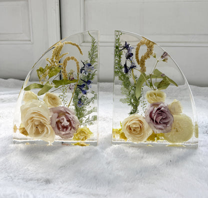 9" Bookends Floral Preservation Keepsake