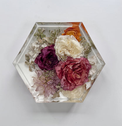 9" Hexagon Floral Preservation Keepsake