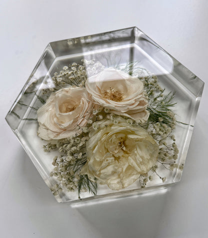 9" Hexagon Floral Preservation Keepsake