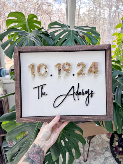 Floral Date Sign Floral Preservation Keepsake - Add On Item