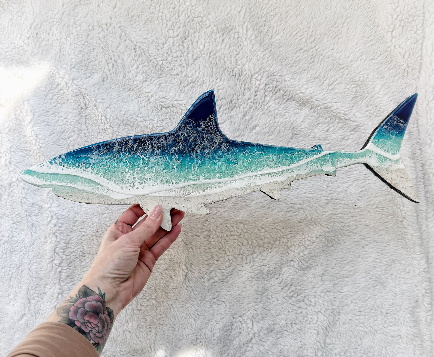 Great White Shark Wall Art | Ocean Wave Resin Decor 4/9/26