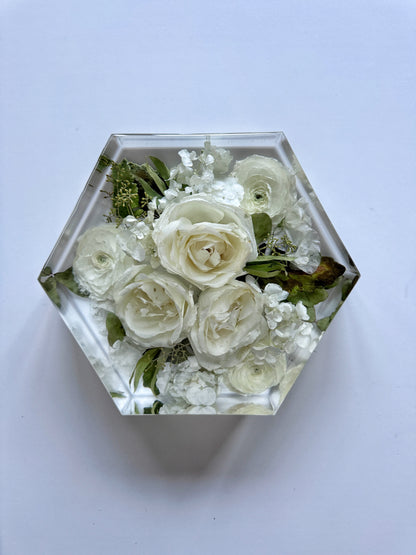 8" Hexagon Floral Preservation Keepsake