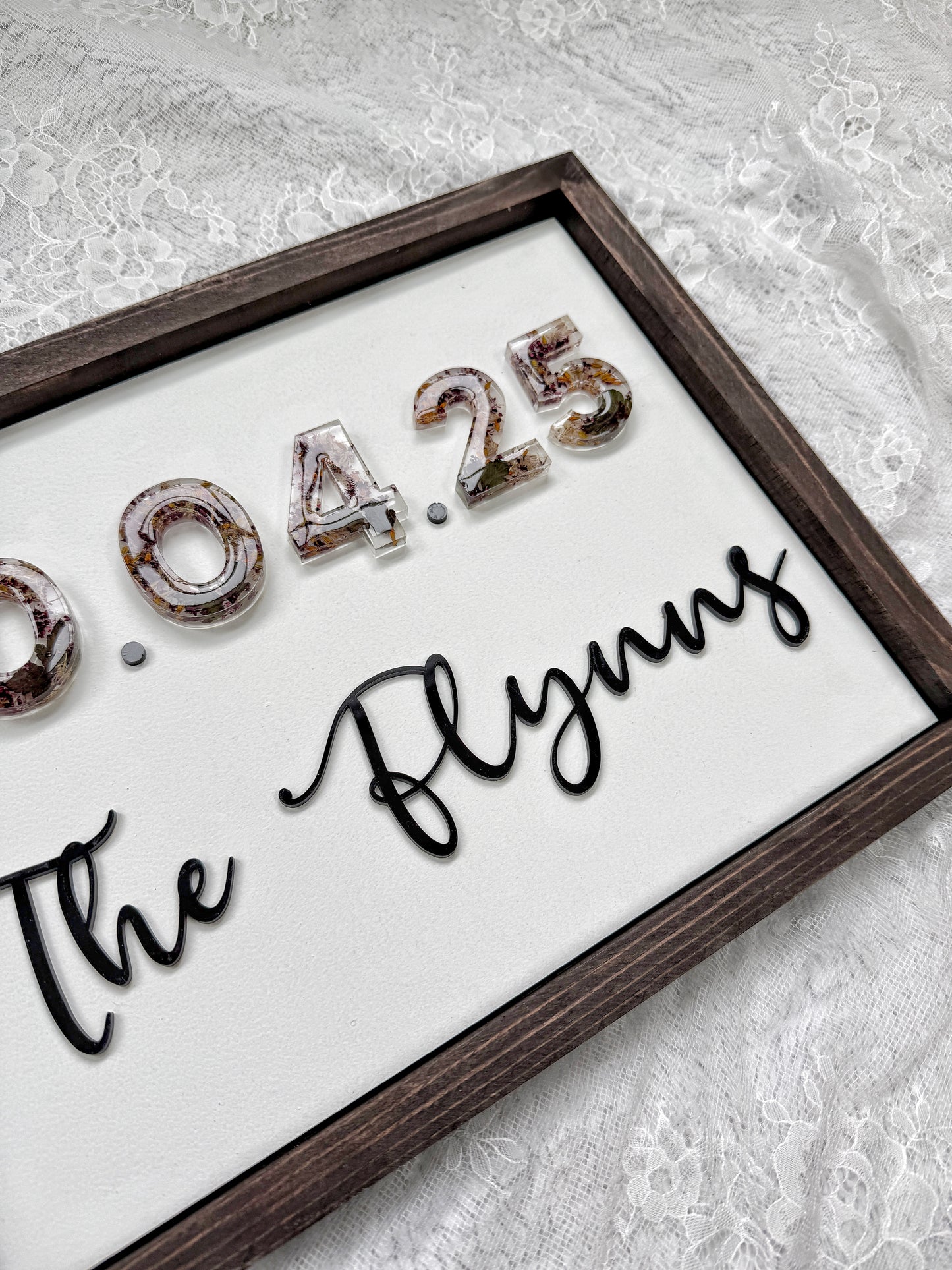 Floral Date Sign Floral Preservation Keepsake - Add On Item