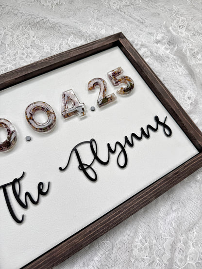 Floral Date Sign Floral Preservation Keepsake - Add On Item