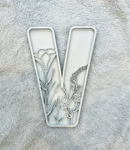 Custom Floral Resin Letter – Botanical Initial Art