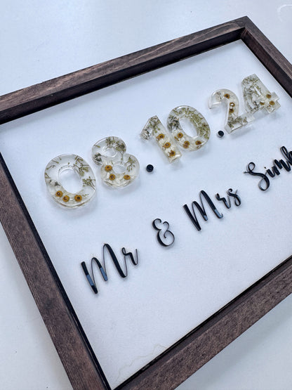 Floral Date Sign Floral Preservation Keepsake - Add On Item