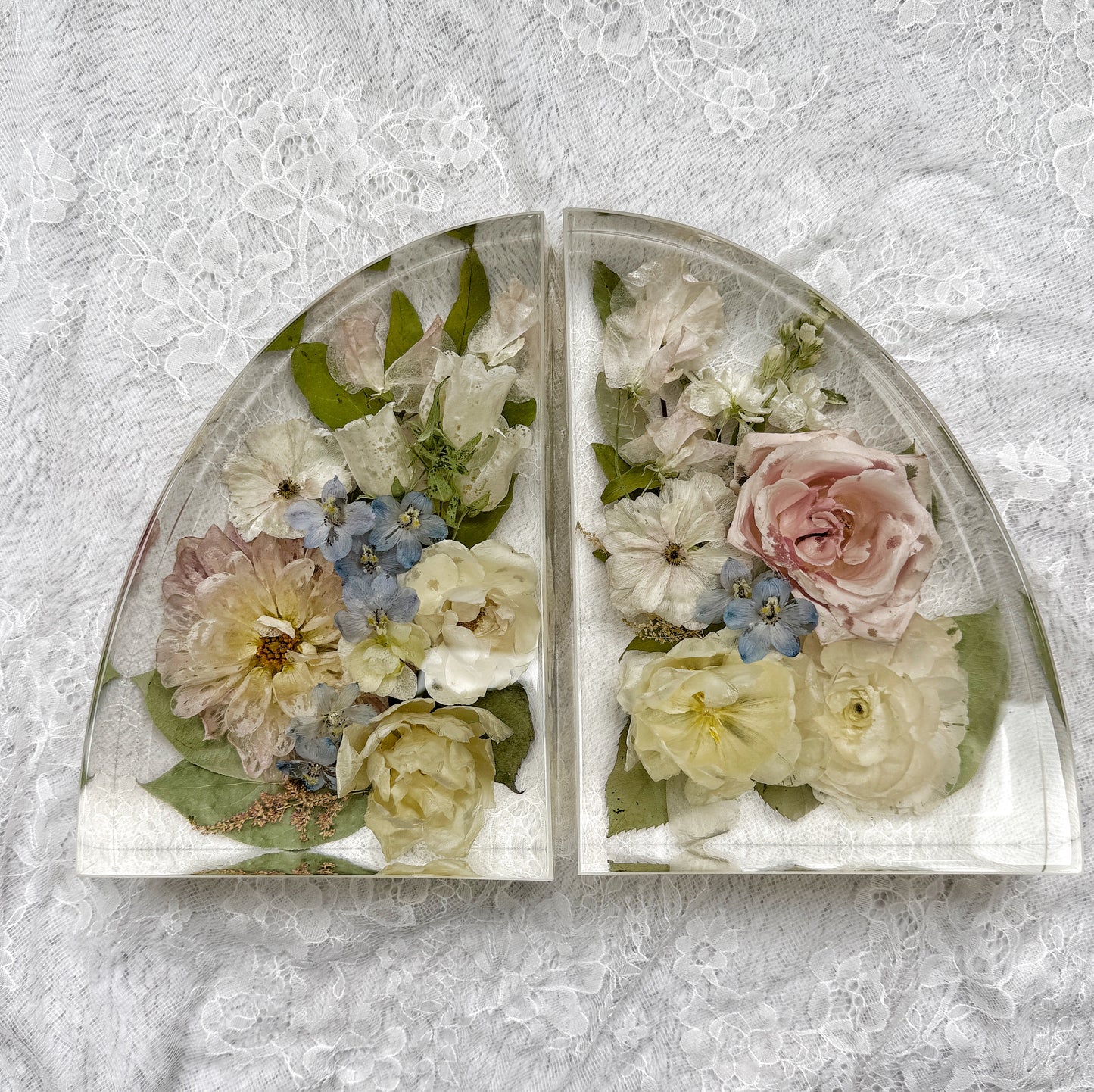9" Bookends Floral Preservation Keepsake