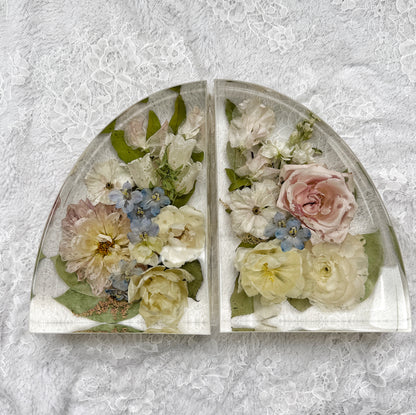9" Bookends Floral Preservation Keepsake