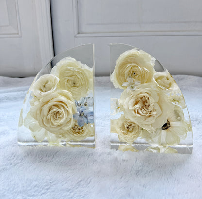 7" Bookends Floral Preservation Keepsake