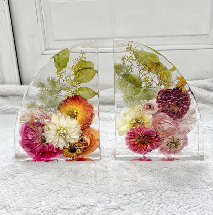 9" Bookends Floral Preservation Keepsake
