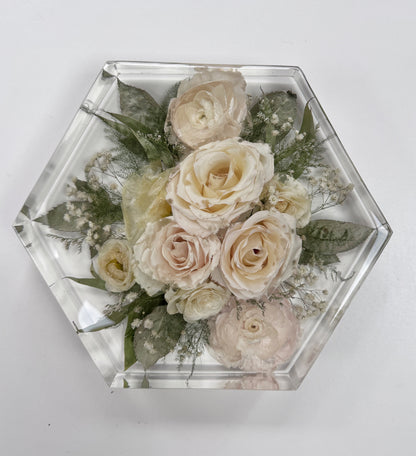 9" Hexagon Floral Preservation Keepsake