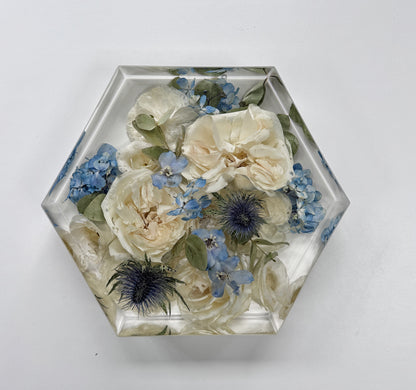8" Hexagon Floral Preservation Keepsake