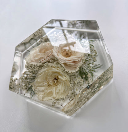 9" Hexagon Floral Preservation Keepsake